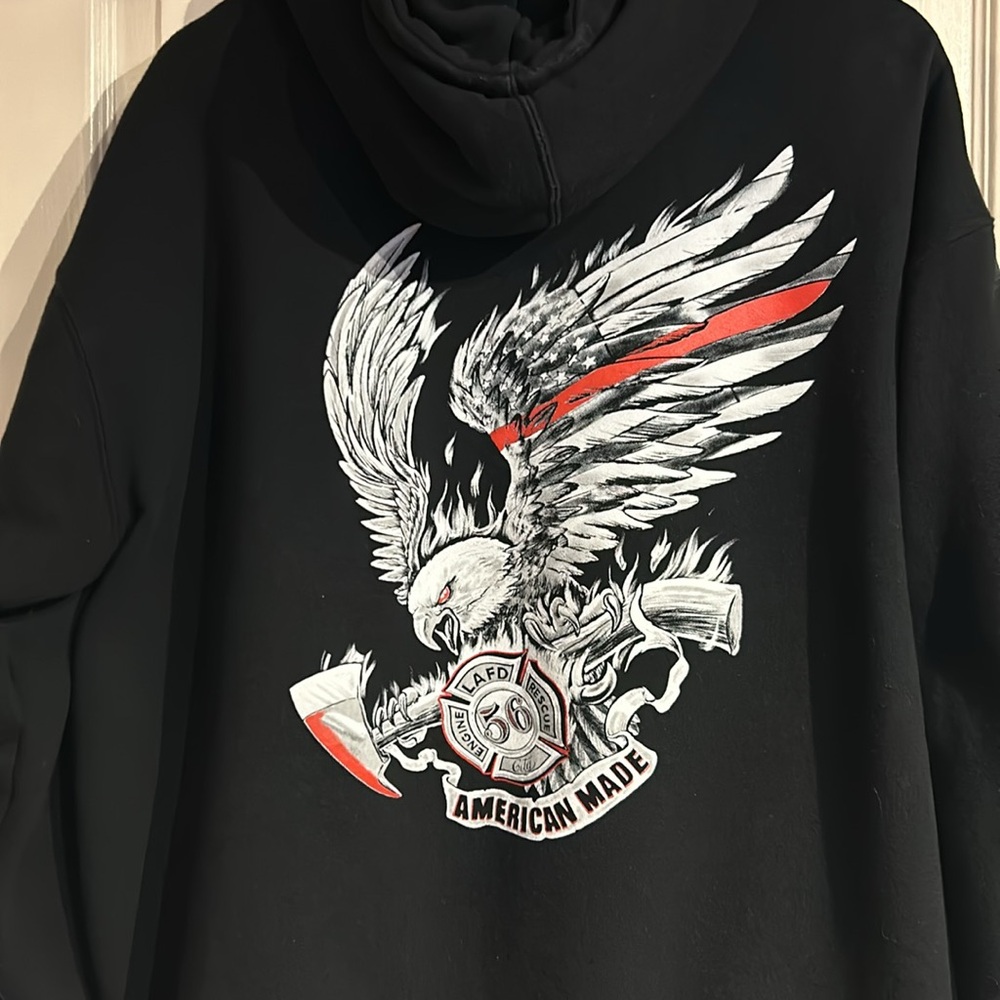 Independent Hoodie Eagle Flag Fire Department